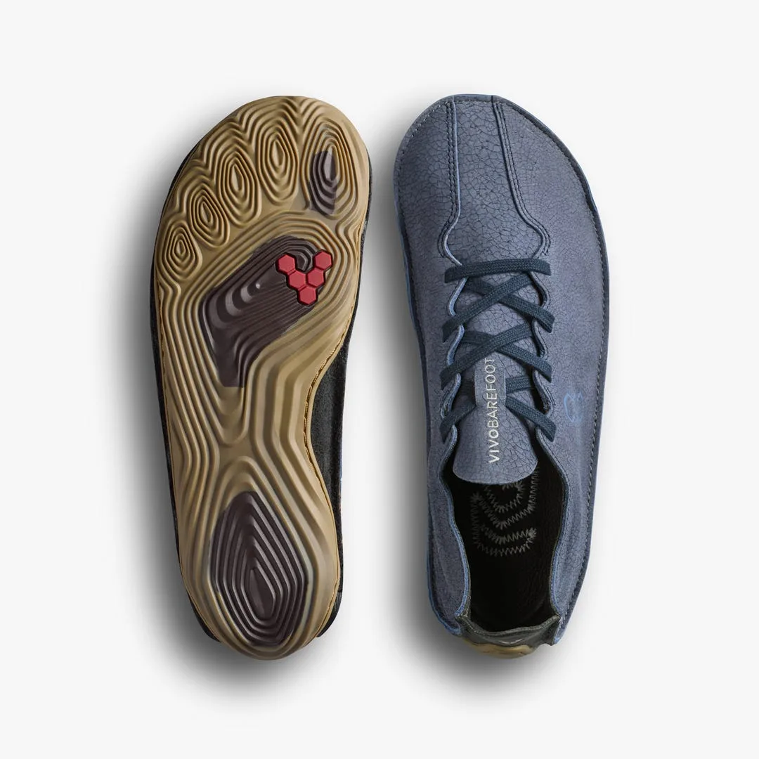 Мокасины Vivobarefoot Sensus II Grounding — мужская модель, синяя кожа с фактурой кракелюра, фото 2